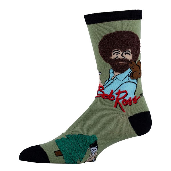 Painting Bob Ross Men's Cotton Crew Funny Socks - Astra's Stellar Boutique