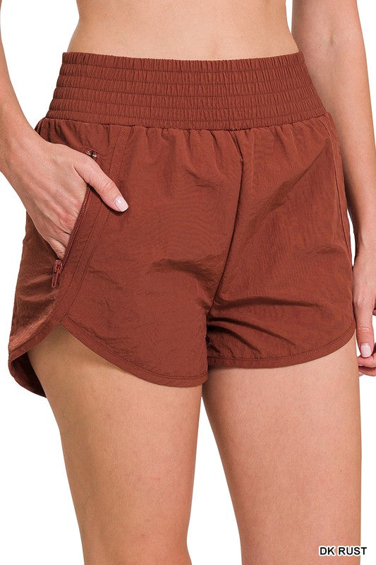 WINDBREAKER SMOCKED WAISTBAND RUNNING SHORTS - Astra's Stellar Boutique