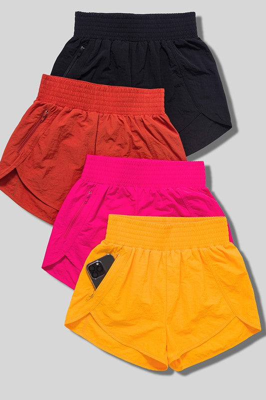 WINDBREAKER SMOCKED WAISTBAND RUNNING SHORTS - Astra's Stellar Boutique