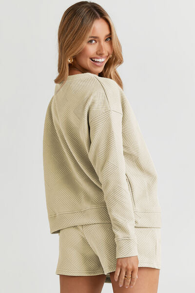 Double Take Long Sleeve Top and Shorts Set