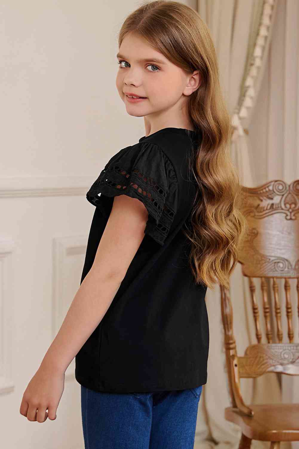 Round Neck Flutter Sleeve T-Shirt - Astra's Stellar Boutique
