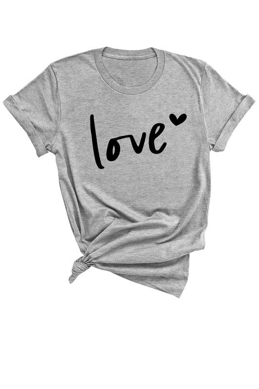 LOVE HEART GRAPHIC VALENTINE SHORT SLEEVE TEE TOP - Astra's Stellar Boutique