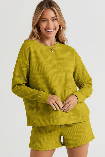 Double Take Long Sleeve Top and Shorts Set