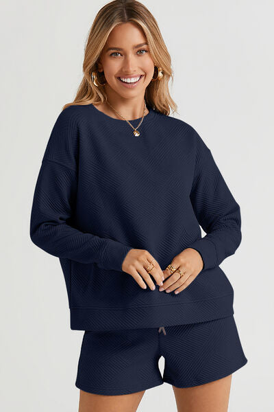 Double Take Long Sleeve Top and Shorts Set