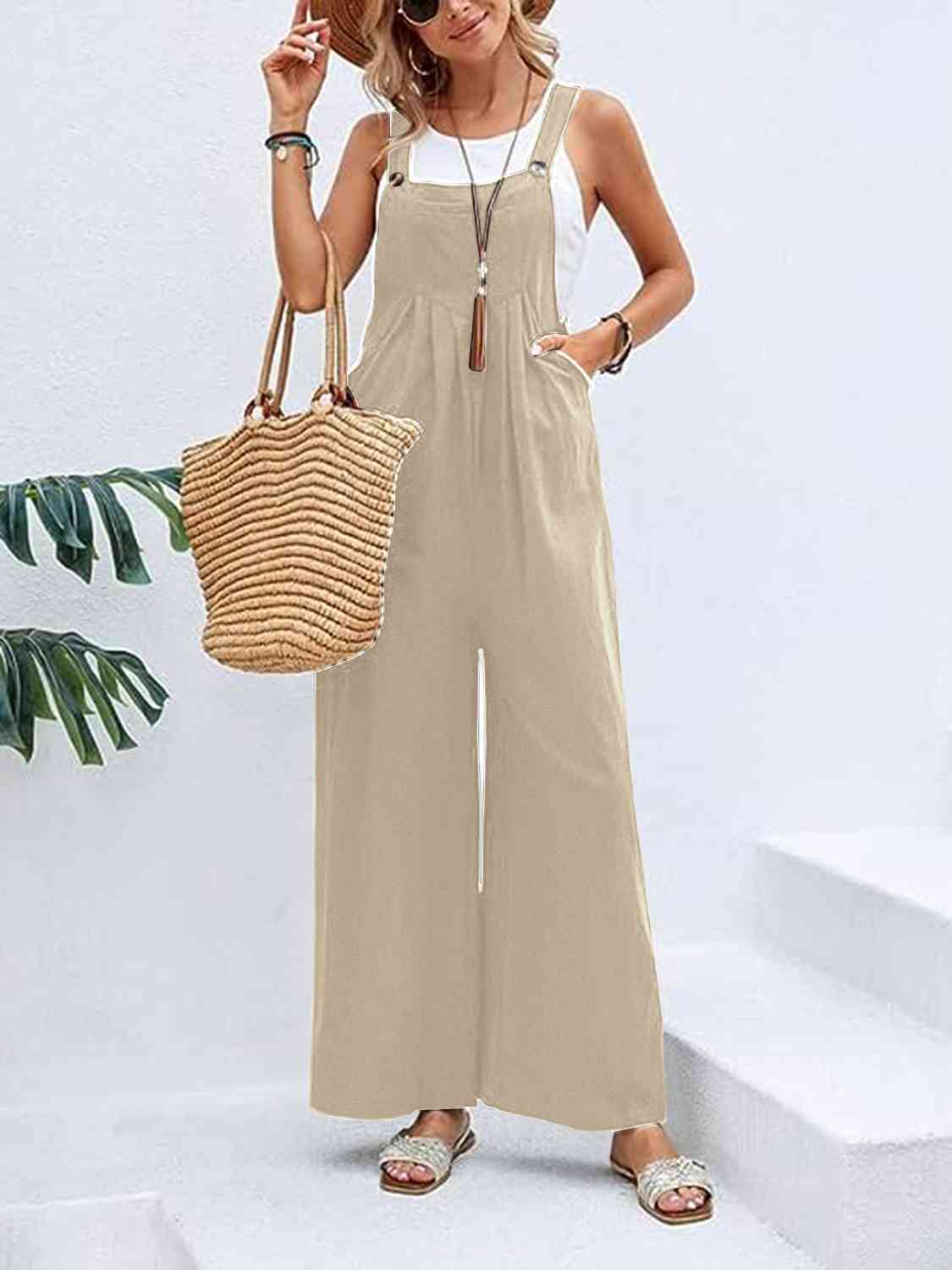 Full Size Wide Leg Overalls with Pockets - Astra's Stellar Boutique