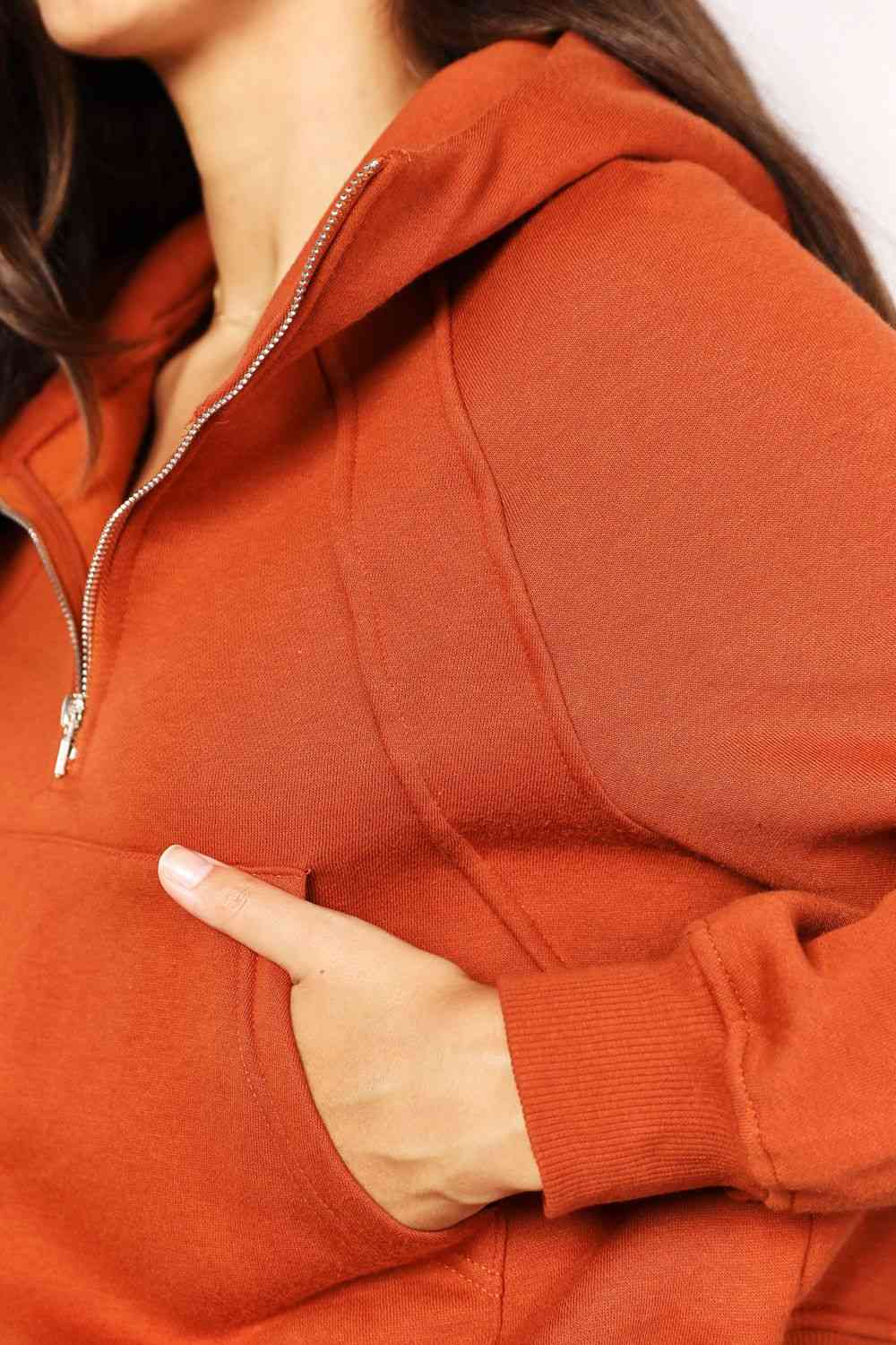 Half-Zip Long Sleeve Hoodie - Astra's Stellar Boutique