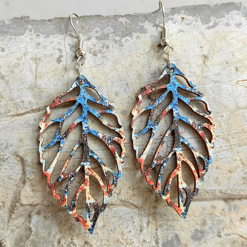 Leaf Shape Wooden Dangle Earrings - Astra's Stellar Boutique