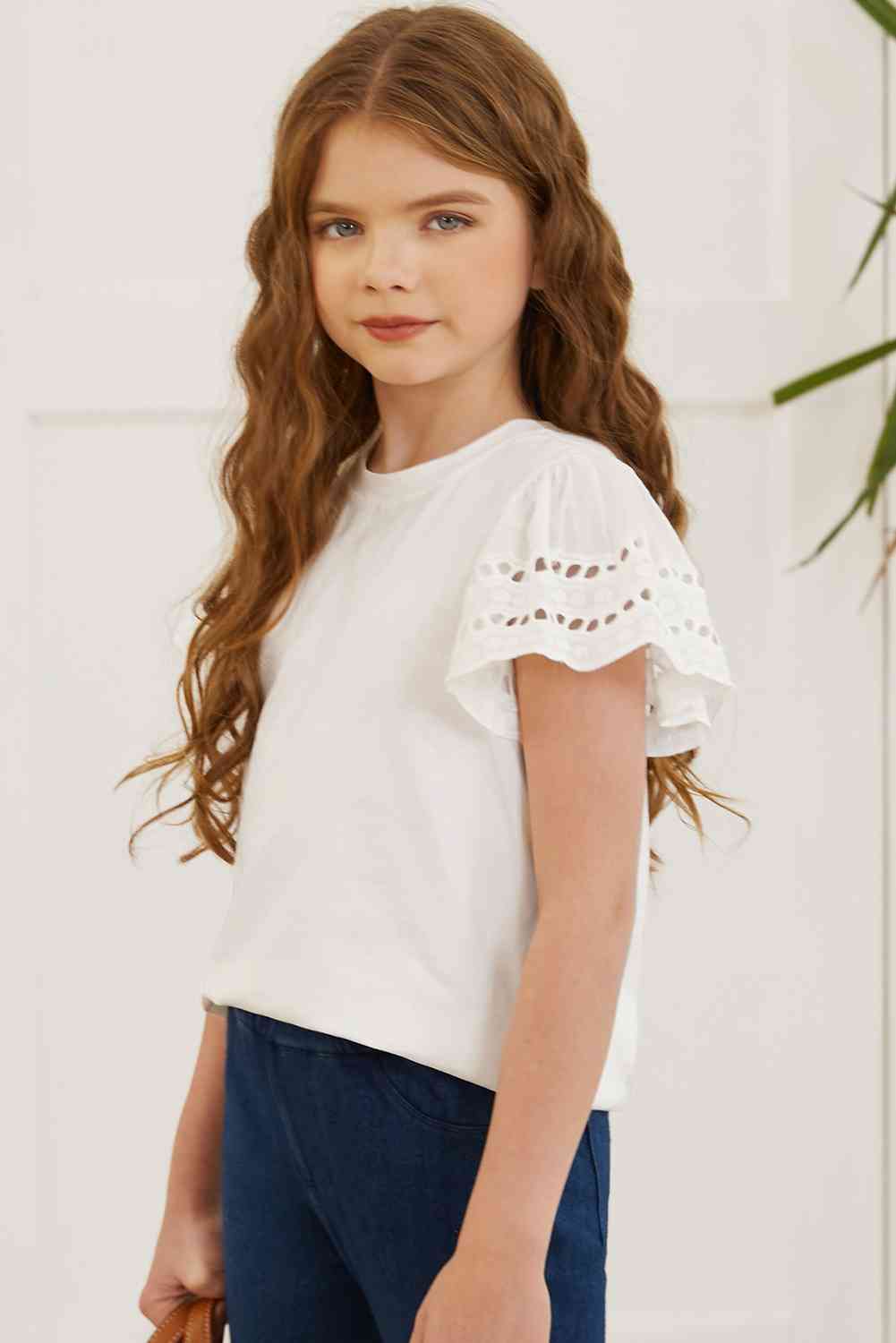 Round Neck Flutter Sleeve T-Shirt - Astra's Stellar Boutique