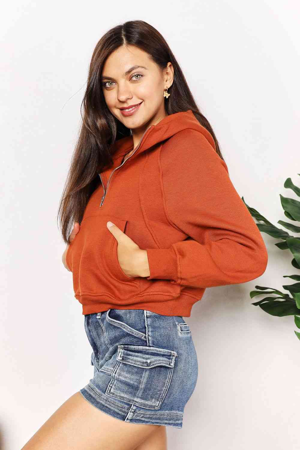 Half-Zip Long Sleeve Hoodie - Astra's Stellar Boutique
