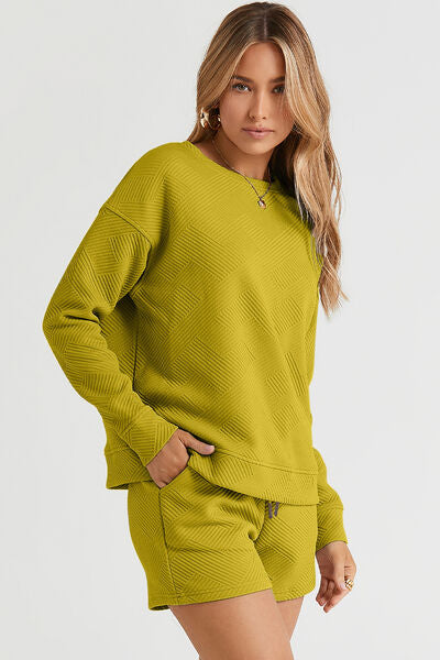 Double Take Long Sleeve Top and Shorts Set