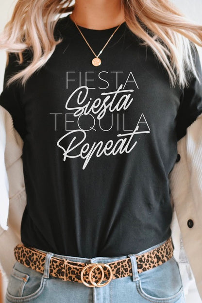 Fiesta Siesta Tequila Repeat Party Graphic Tee - Astra's Stellar Boutique