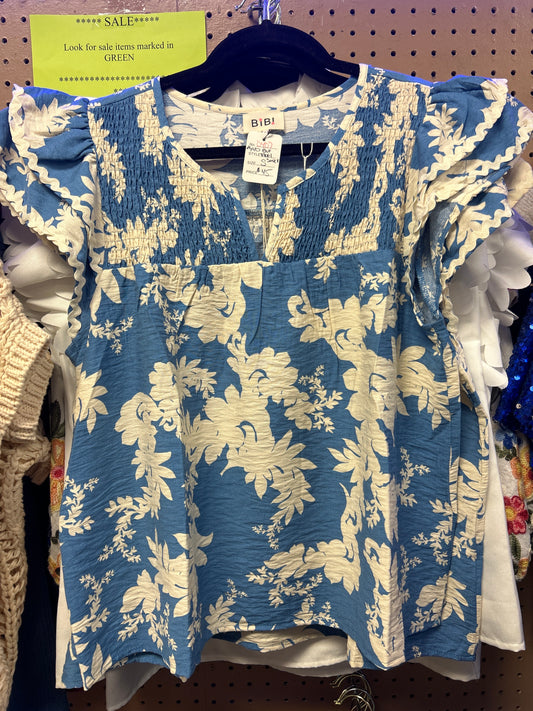 Blue Floral Top