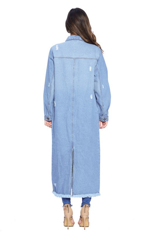 DENIM LONG JACKETS DISTRESSED WASHED - Astra's Stellar Boutique