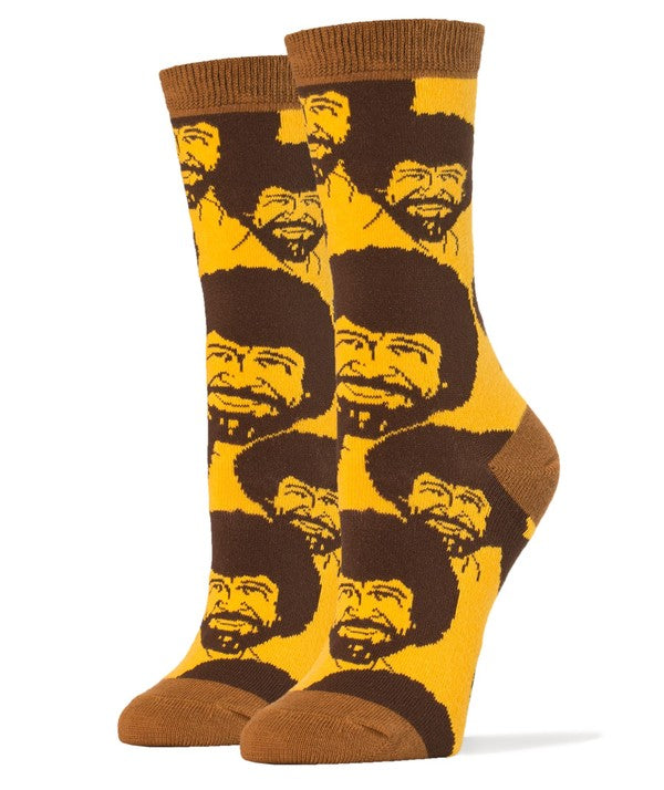 Bob Ross Flash Mob - Women's Funny Crew Socks - Astra's Stellar Boutique