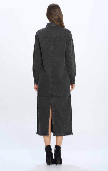 DENIM LONG JACKETS DISTRESSED WASHED - Astra's Stellar Boutique