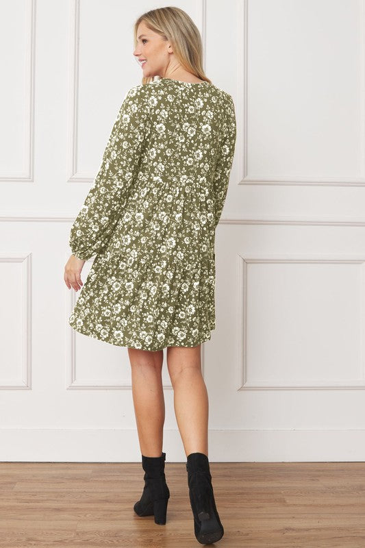 Floral Crew Neck Midi Dress - Astra's Stellar Boutique