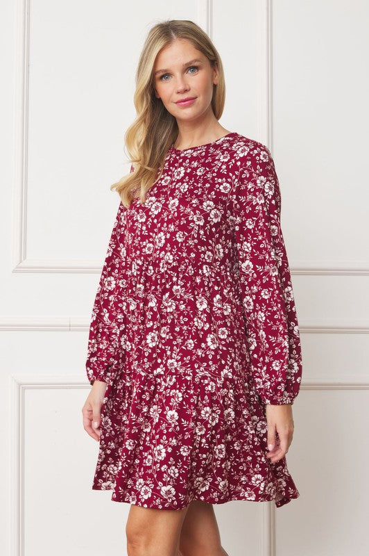 Floral Crew Neck Midi Dress - Astra's Stellar Boutique