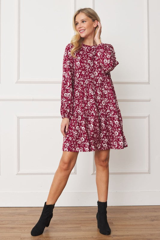 Floral Crew Neck Midi Dress - Astra's Stellar Boutique