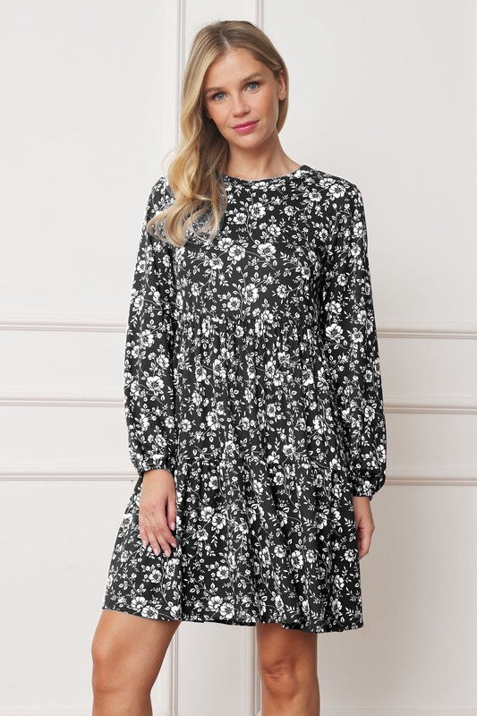 Floral Crew Neck Midi Dress - Astra's Stellar Boutique