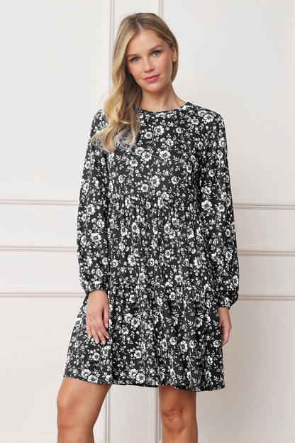 Floral Crew Neck Midi Dress - Astra's Stellar Boutique