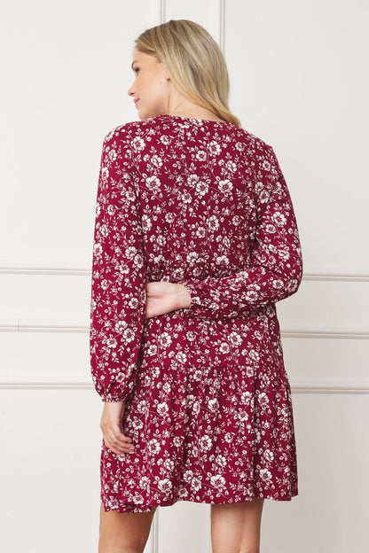 Floral Crew Neck Midi Dress - Astra's Stellar Boutique