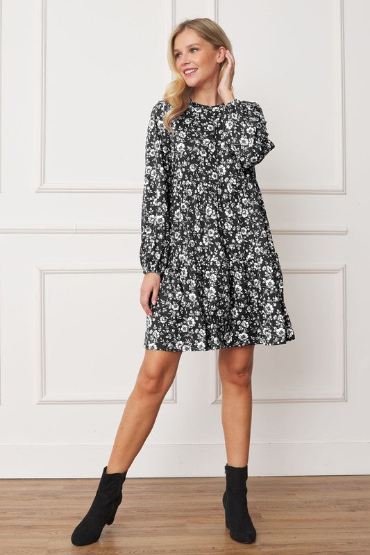 Floral Crew Neck Midi Dress - Astra's Stellar Boutique