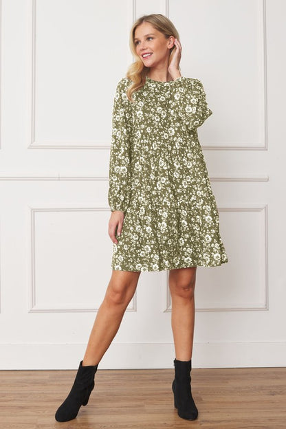 Floral Crew Neck Midi Dress - Astra's Stellar Boutique