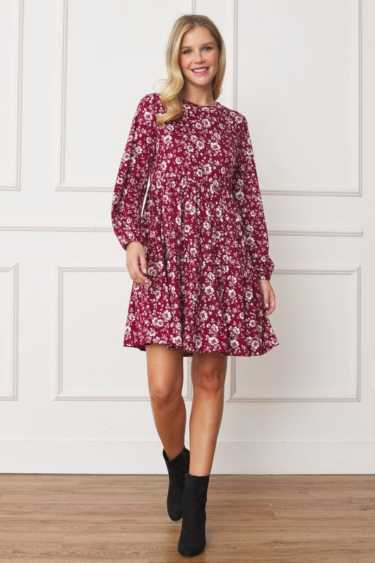 Floral Crew Neck Midi Dress - Astra's Stellar Boutique