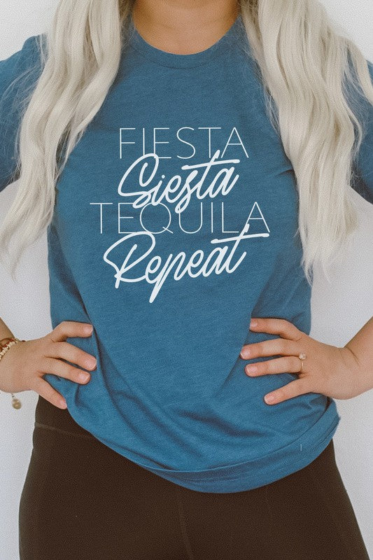 Fiesta Siesta Tequila Repeat Party Graphic Tee - Astra's Stellar Boutique