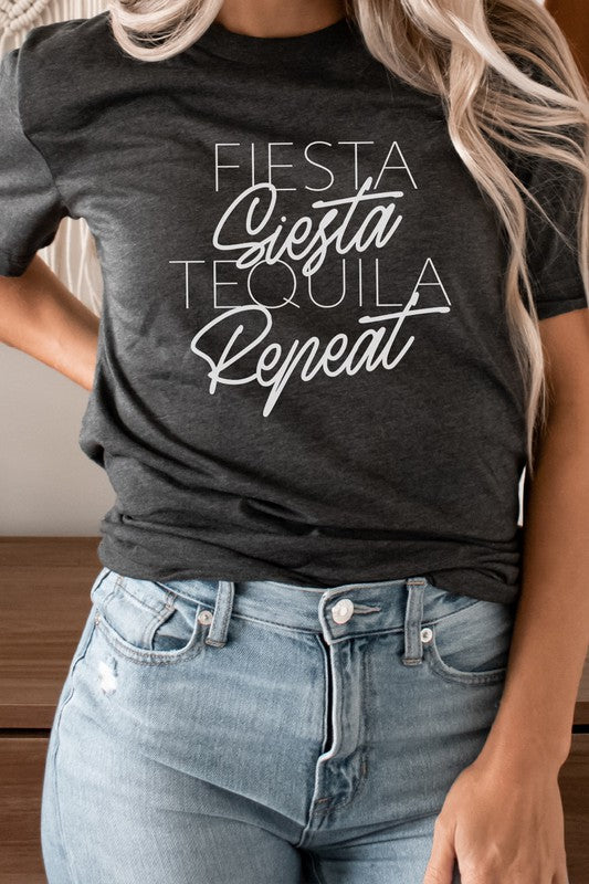 Fiesta Siesta Tequila Repeat Party Graphic Tee - Astra's Stellar Boutique