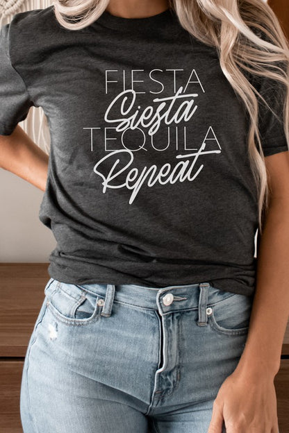 Fiesta Siesta Tequila Repeat Party Graphic Tee - Astra's Stellar Boutique