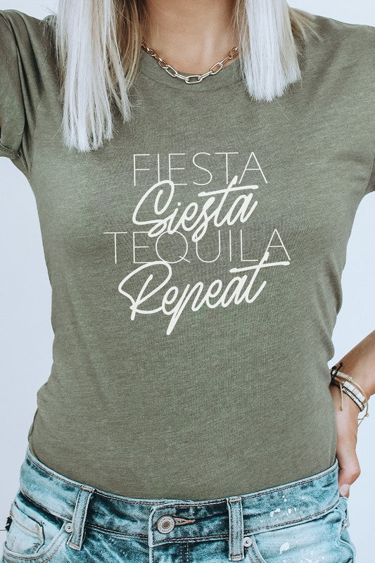 Fiesta Siesta Tequila Repeat Party Graphic Tee - Astra's Stellar Boutique