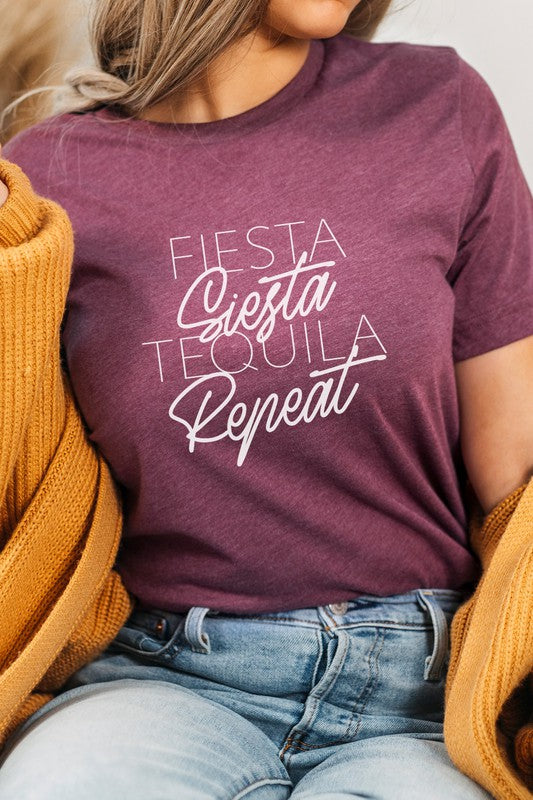 Fiesta Siesta Tequila Repeat Party Graphic Tee - Astra's Stellar Boutique