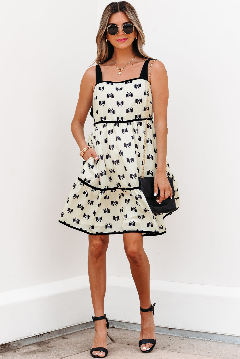 Pagie Bow Knot Shoulder Mini Dress - Astra's Stellar Boutique