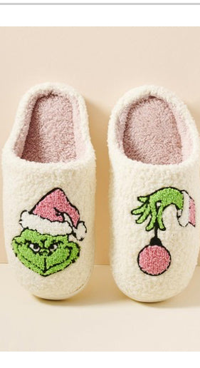 Grinch Pink Slippers - Astra's Stellar Boutique