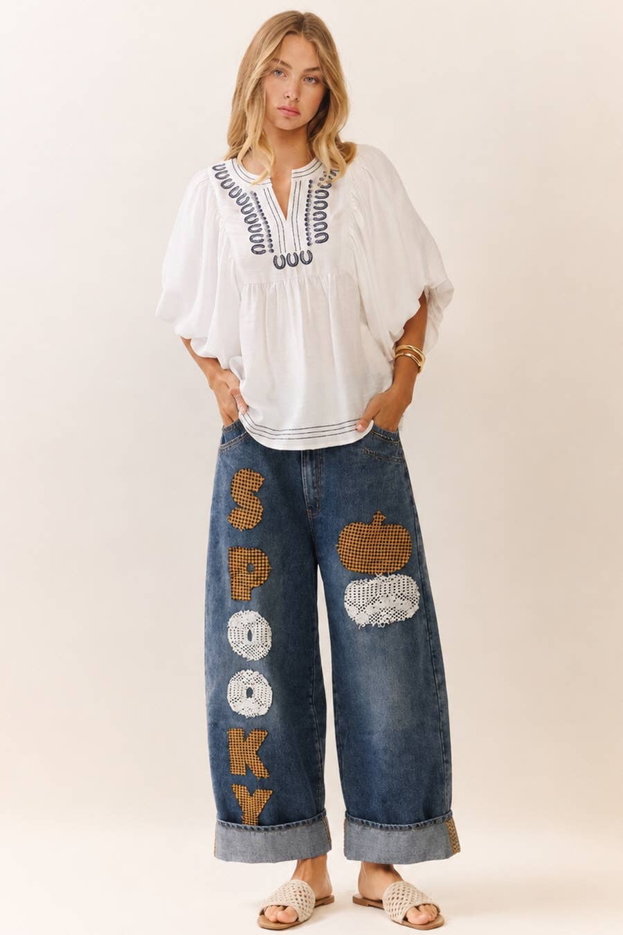 Halloween-themed Barrel Denim Jean - Astra's Stellar Boutique