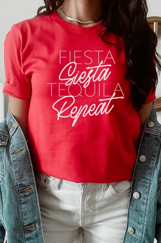 Fiesta Siesta Tequila Repeat Party Graphic Tee - Astra's Stellar Boutique