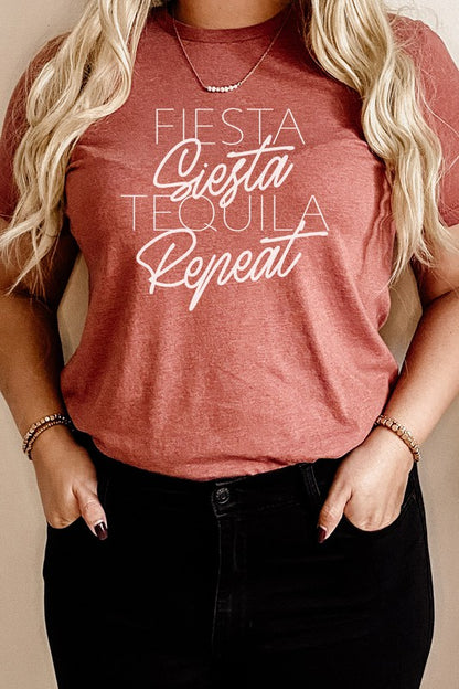 Fiesta Siesta Tequila Repeat Party Graphic Tee - Astra's Stellar Boutique