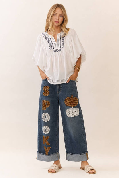 Halloween-themed Barrel Denim Jean - Astra's Stellar Boutique