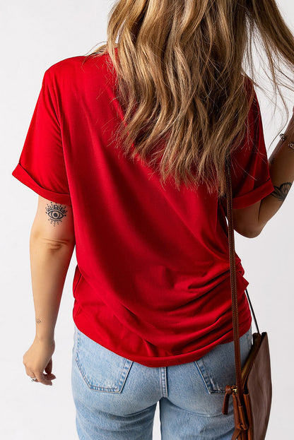 Heart Round Neck Short Sleeve T-Shirt - Astra's Stellar Boutique