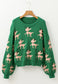 Reindeer Round Neck Drop Shoulder Sweater
