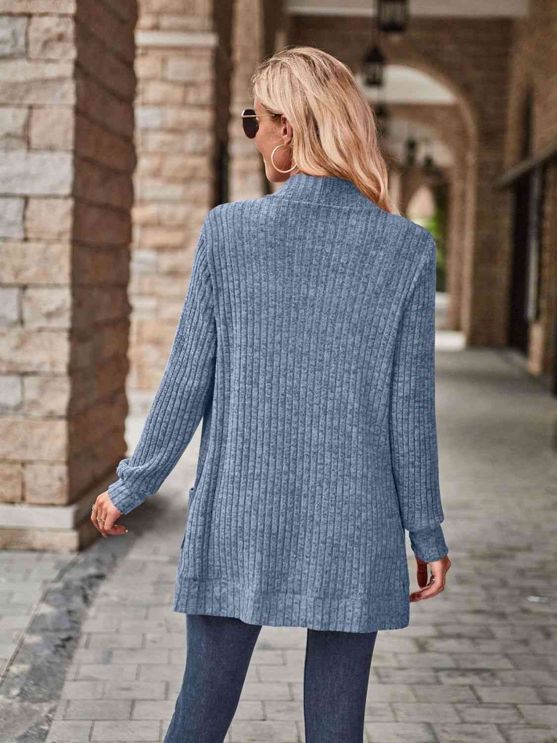 Open Front Cardigan with Pockets - Astra's Stellar Boutique