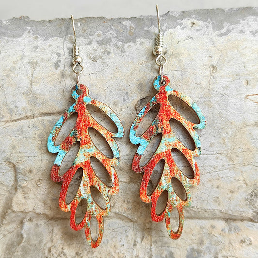 Leaf Shape Wooden Dangle Earrings - Astra's Stellar Boutique