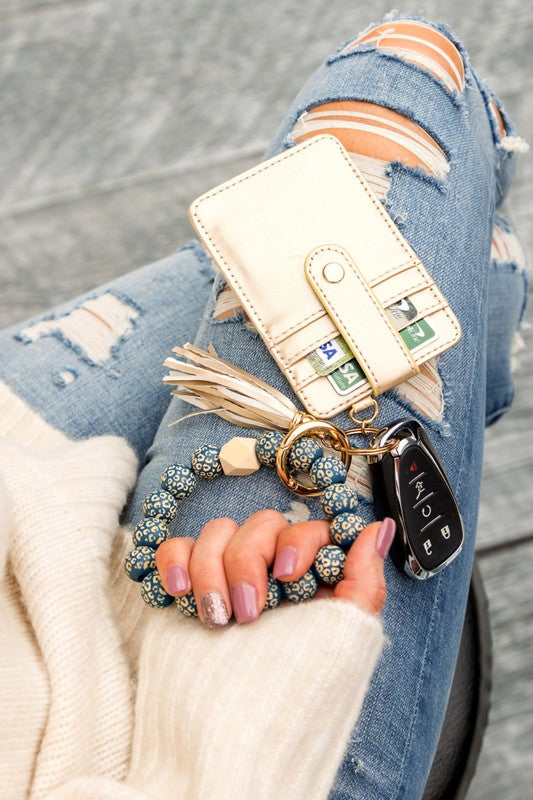 Leopard Beaded Key Ring Wallet Bracelet - Astra's Stellar Boutique