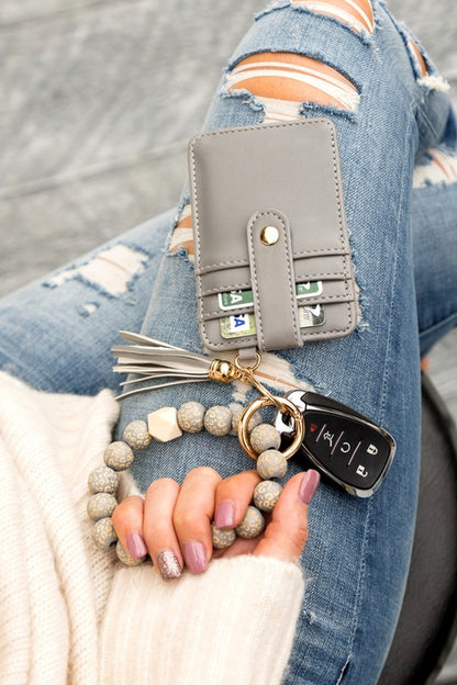 Leopard Beaded Key Ring Wallet Bracelet - Astra's Stellar Boutique