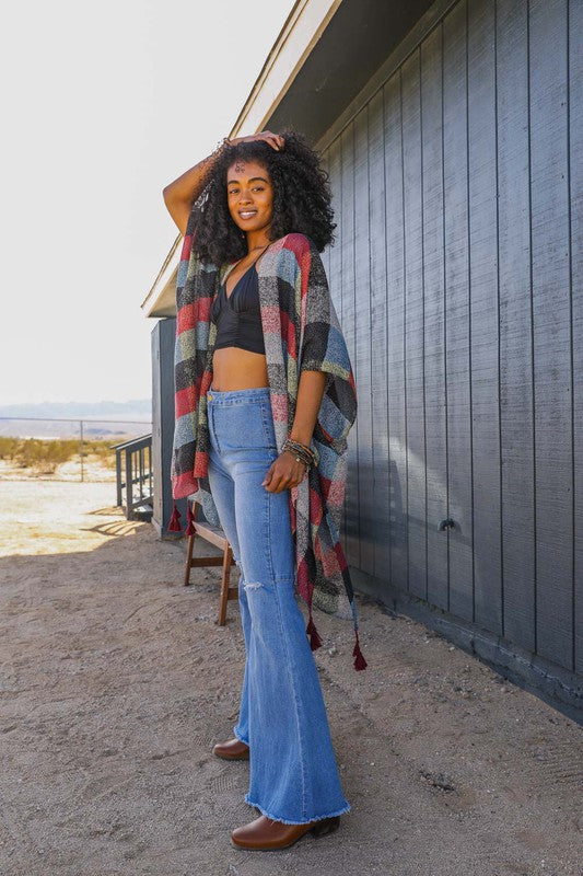 Multi Buffalo Checkered Kimono - Astra's Stellar Boutique