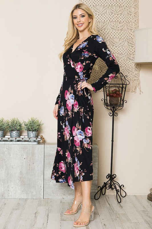 Floral Maxi Wrap Dress - Astra's Stellar Boutique