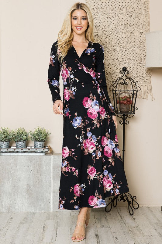 Floral Maxi Wrap Dress - Astra's Stellar Boutique