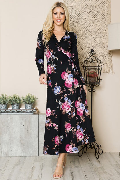 Floral Maxi Wrap Dress - Astra's Stellar Boutique