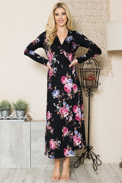 Floral Maxi Wrap Dress - Astra's Stellar Boutique